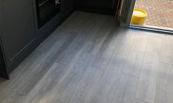 LVT flooring newly laid in Kitchen